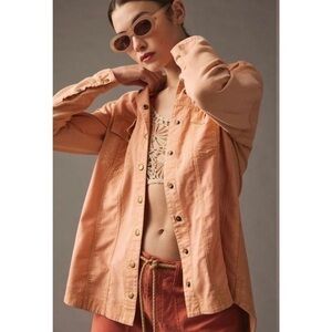 PILCRO by ANTHROPOLOGIE Peach Terry Utility Shacket Jacket